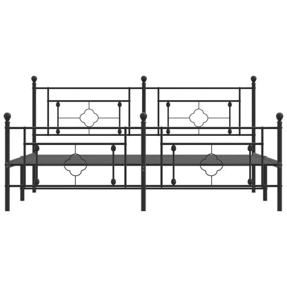 Estrutura de cama com cabeceira e pés 183x213 cm metal preto