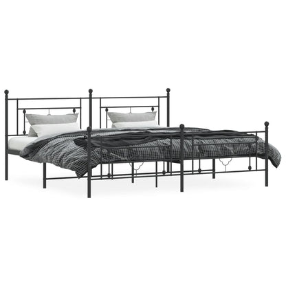 Estrutura de cama com cabeceira e pés 200x200 cm metal preto