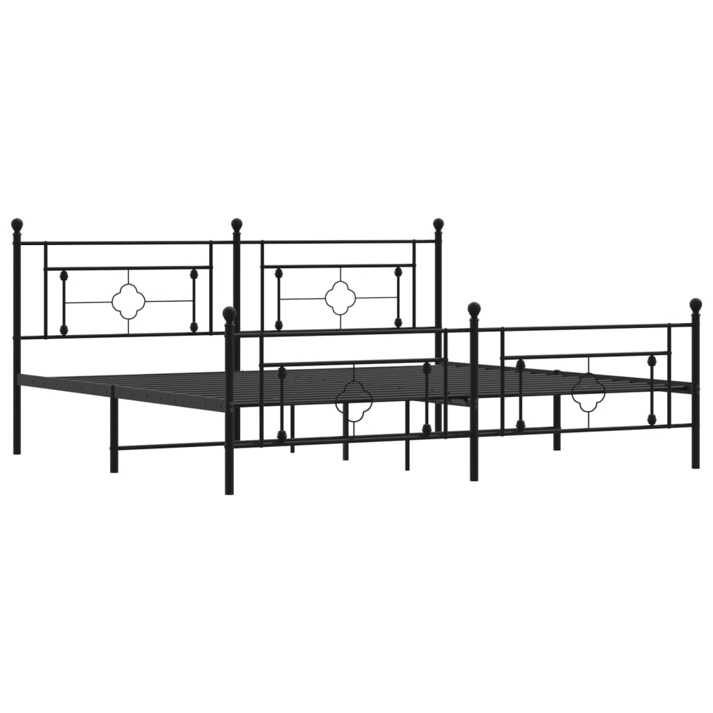 Estrutura de cama com cabeceira e pés 200x200 cm metal preto