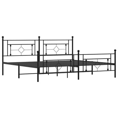 Estrutura de cama com cabeceira e pés 200x200 cm metal preto