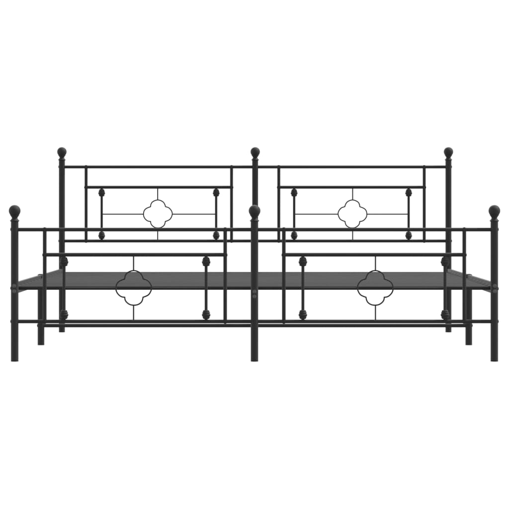 Estrutura de cama com cabeceira e pés 200x200 cm metal preto