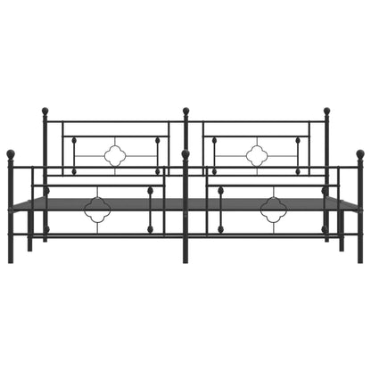 Estrutura de cama com cabeceira e pés 200x200 cm metal preto