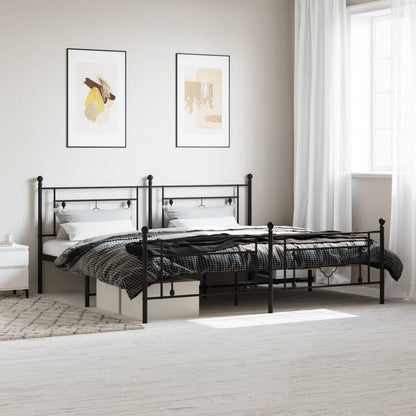 Estrutura de cama com cabeceira e pés 200x200 cm metal preto