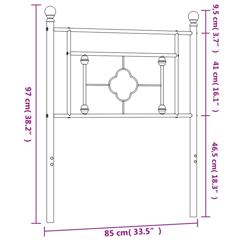 Cabeceira de cama 80 cm metal preto