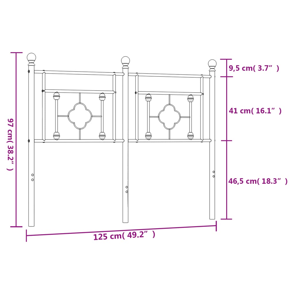 Cabeceira de cama 120 cm metal preto