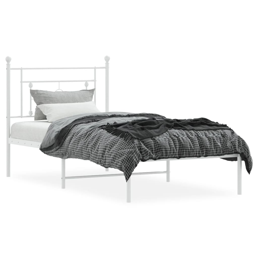 Estrutura de cama com cabeceira 90x190 cm metal branco