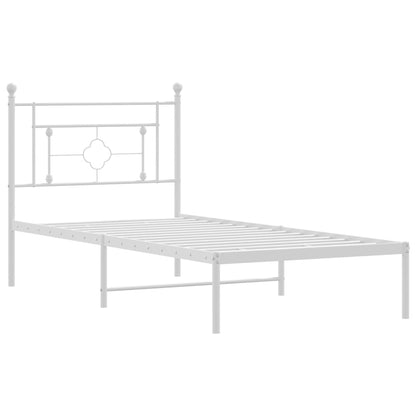 Estrutura de cama com cabeceira 90x190 cm metal branco