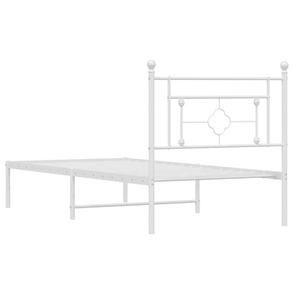 Estrutura de cama com cabeceira 90x190 cm metal branco