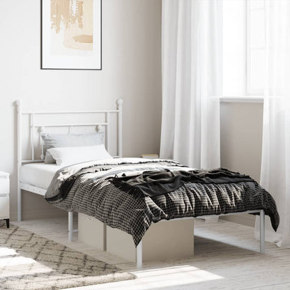 Estrutura de cama com cabeceira 100x190 cm metal branco