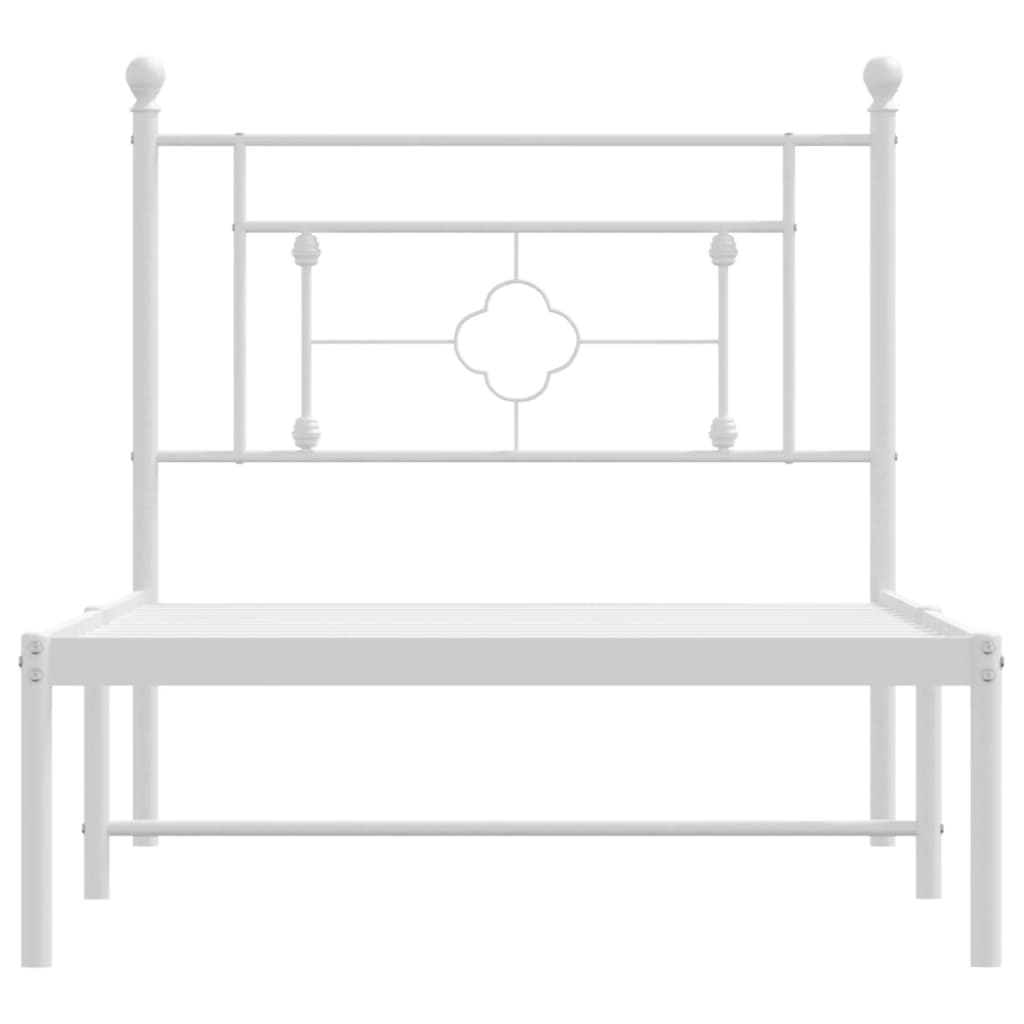 Estrutura de cama com cabeceira 100x200 cm metal branco