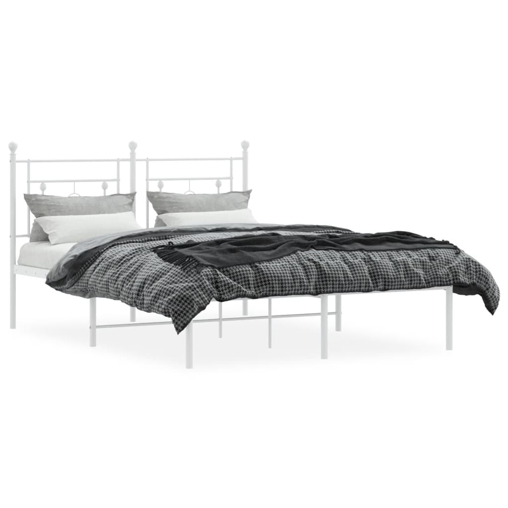 Estrutura de cama com cabeceira 135x190 cm metal branco