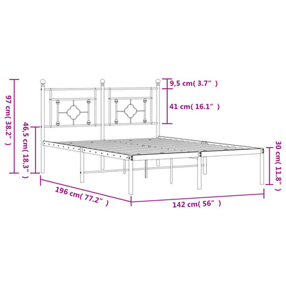 Estrutura de cama com cabeceira 135x190 cm metal branco