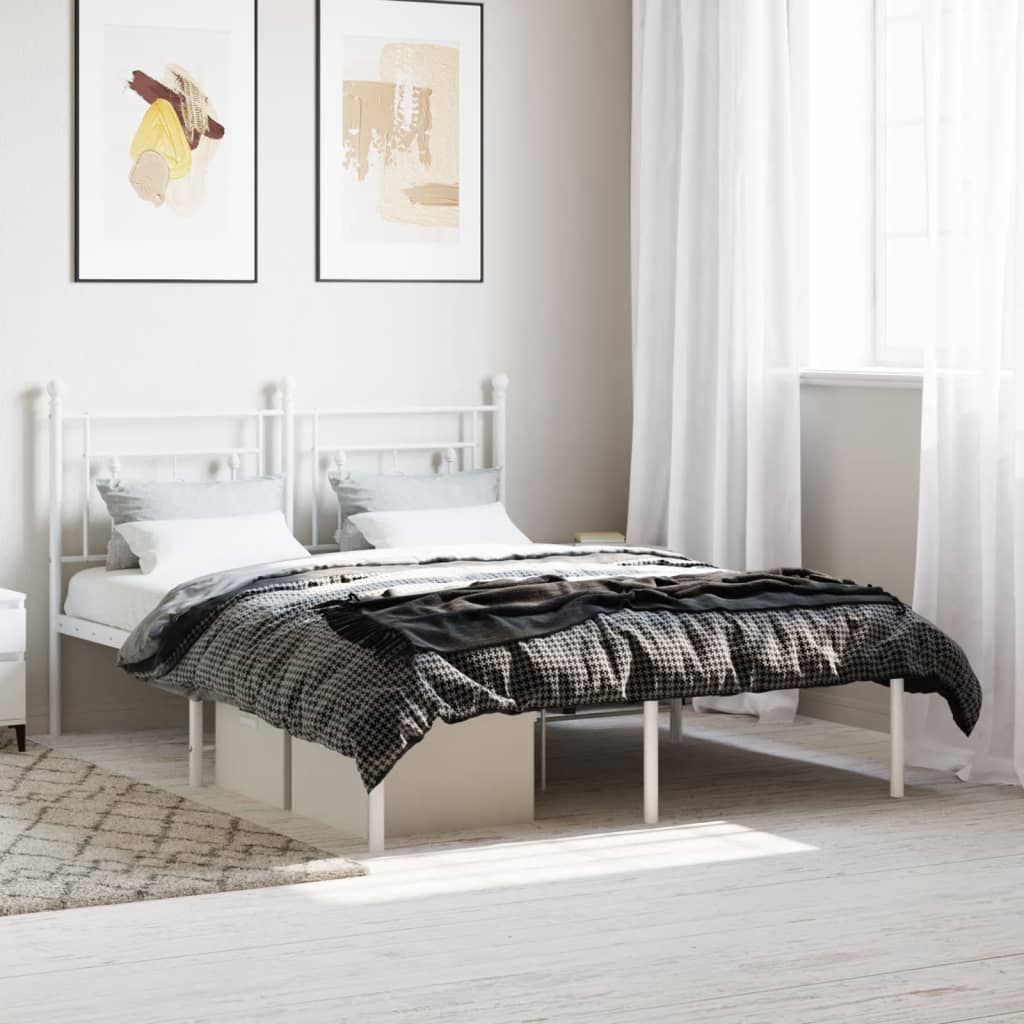 Estrutura de cama com cabeceira 135x190 cm metal branco