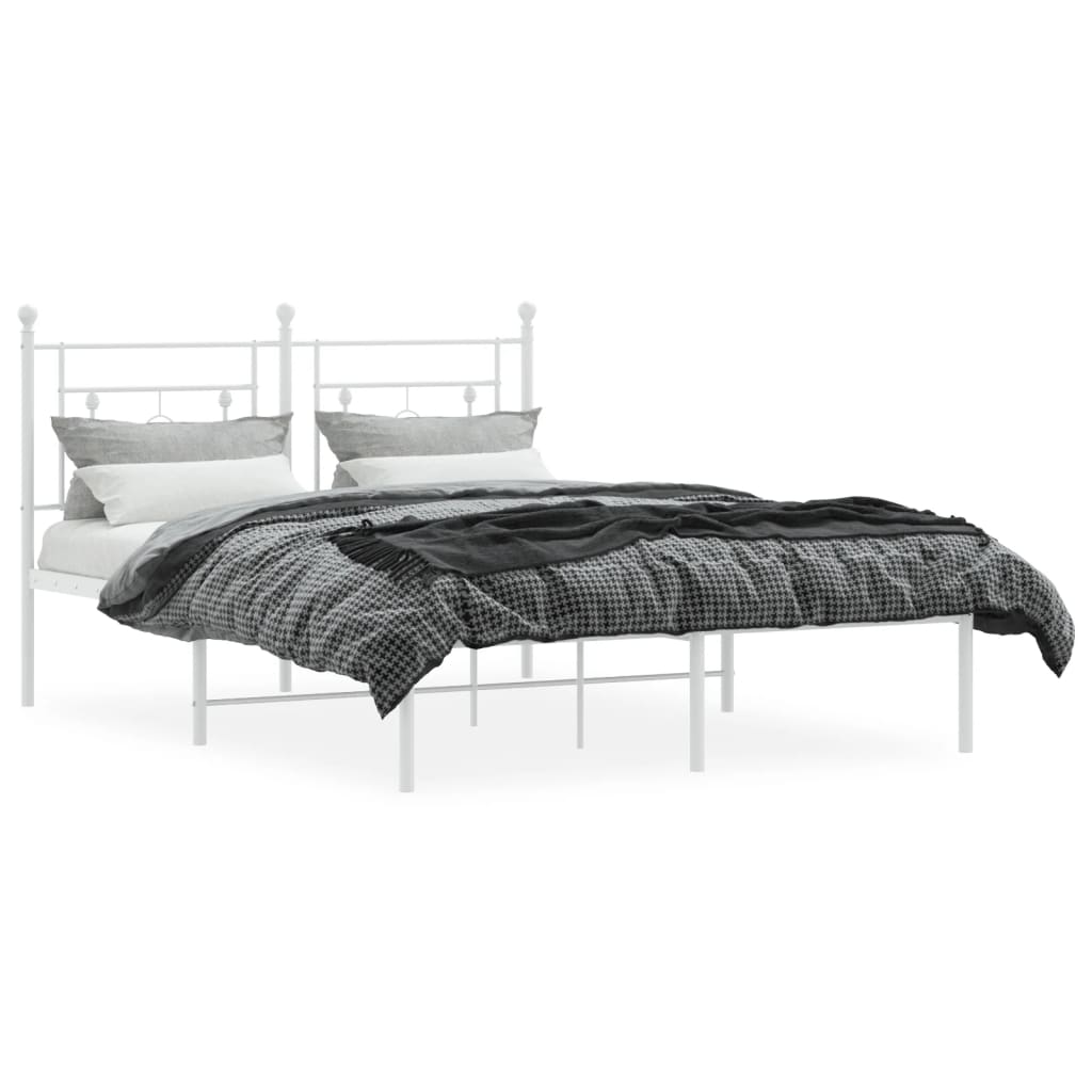 Estrutura de cama com cabeceira 140x190 cm metal branco