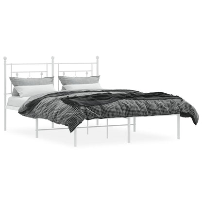 Estrutura de cama com cabeceira 140x200 cm metal branco