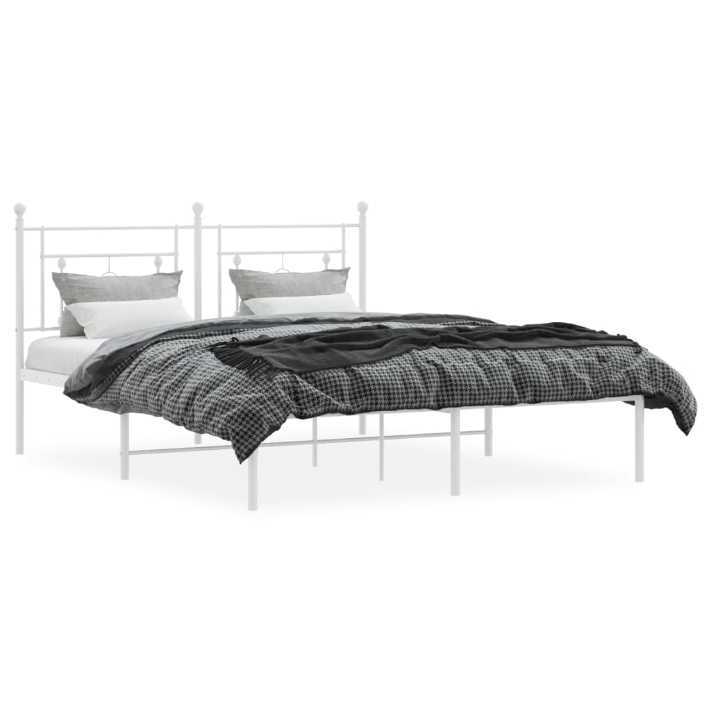 Estrutura de cama com cabeceira 150x200 cm metal branco