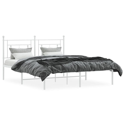 Estrutura de cama com cabeceira 160x200 cm metal branco