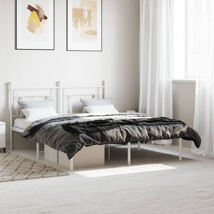 Estrutura de cama com cabeceira 160x200 cm metal branco