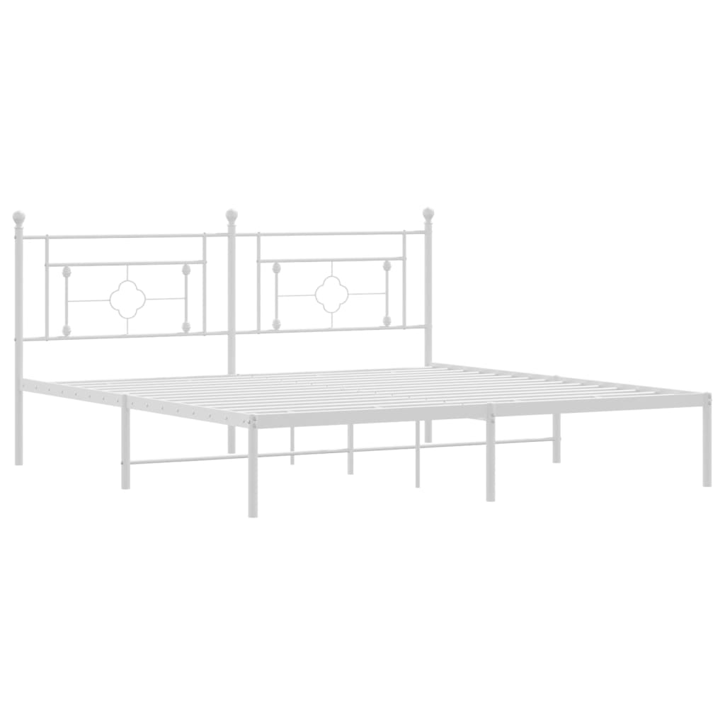 Estrutura de cama com cabeceira 180x200 cm metal branco