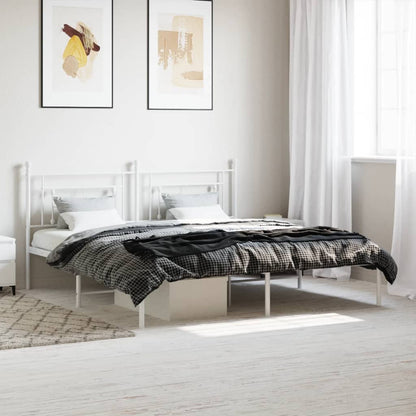 Estrutura de cama com cabeceira 180x200 cm metal branco