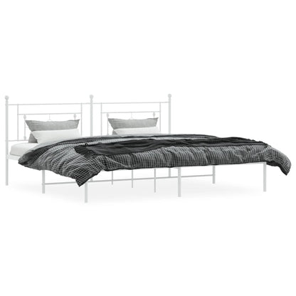 Estrutura de cama com cabeceira 193x203 cm metal branco