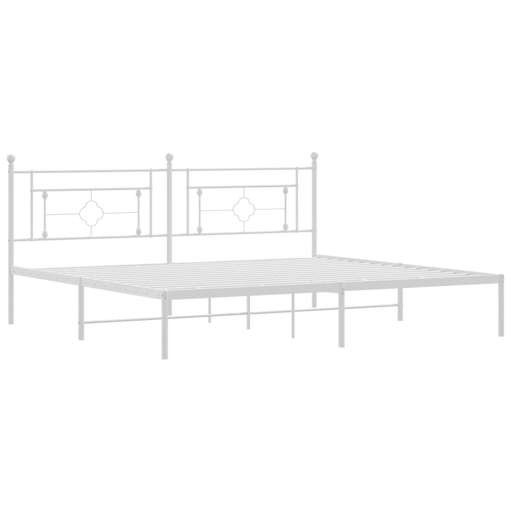 Estrutura de cama com cabeceira 193x203 cm metal branco