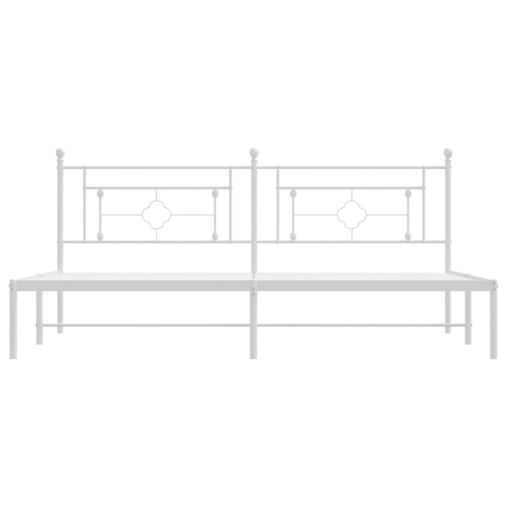 Estrutura de cama com cabeceira 193x203 cm metal branco