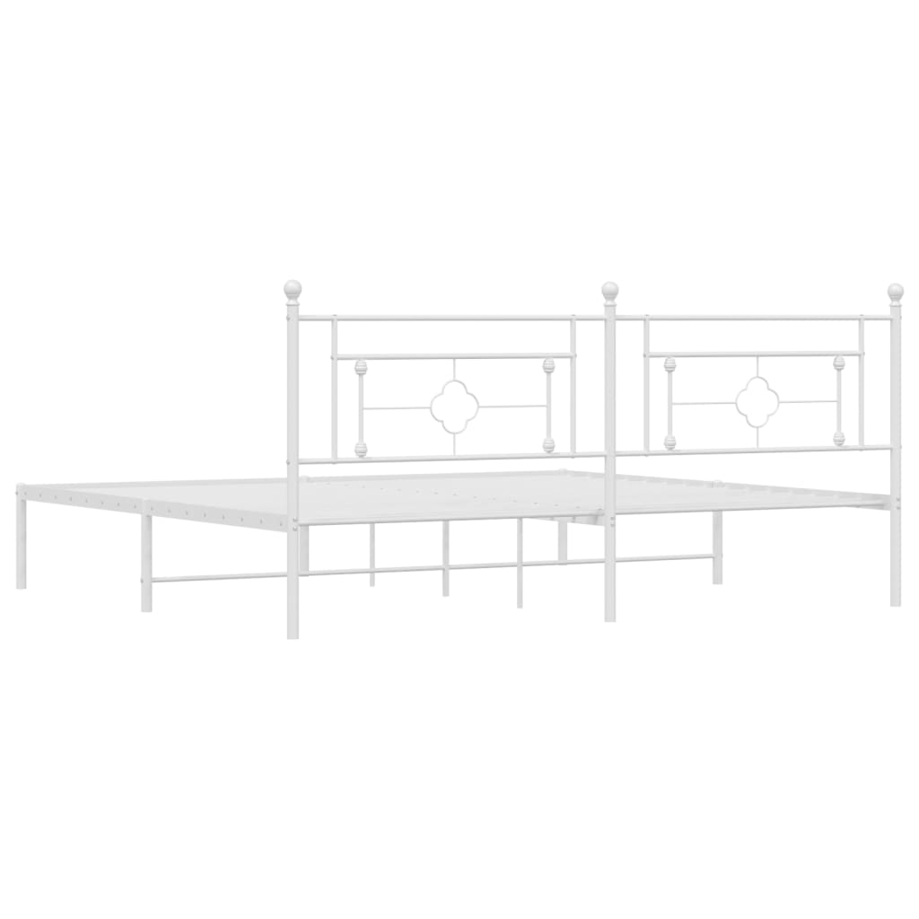 Estrutura de cama com cabeceira 193x203 cm metal branco