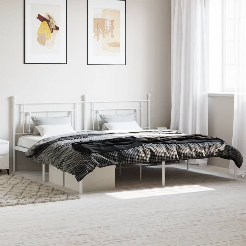 Estrutura de cama com cabeceira 193x203 cm metal branco