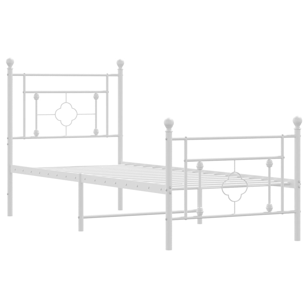 Estrutura de cama com cabeceira e pés 75x190 cm metal branco