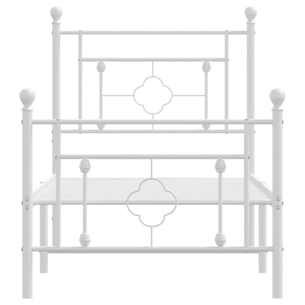 Estrutura de cama com cabeceira e pés 75x190 cm metal branco