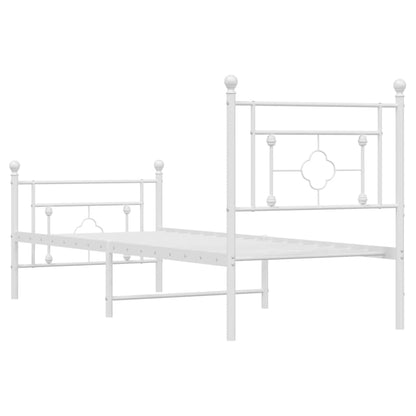 Estrutura de cama com cabeceira e pés 75x190 cm metal branco