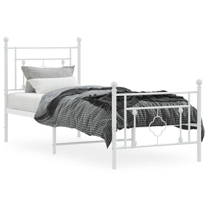 Estrutura de cama com cabeceira e pés 80x200 cm metal branco