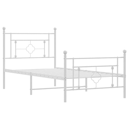 Estrutura de cama com cabeceira e pés 90x190 cm metal branco