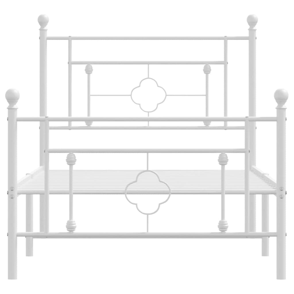 Estrutura de cama com cabeceira e pés 90x190 cm metal branco