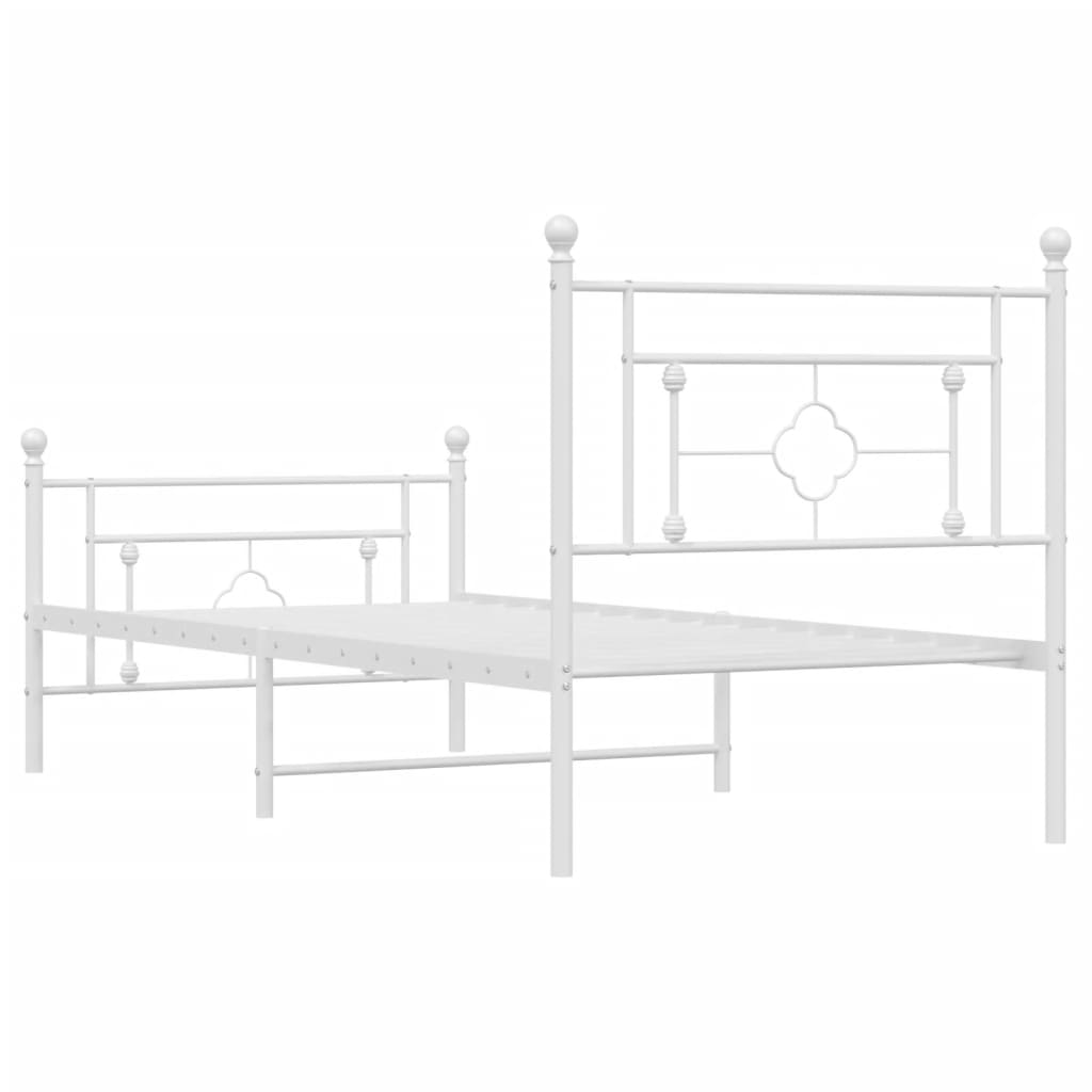 Estrutura de cama com cabeceira e pés 90x190 cm metal branco