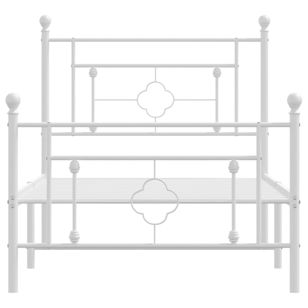 Estrutura de cama com cabeceira e pés 90x200 cm metal branco