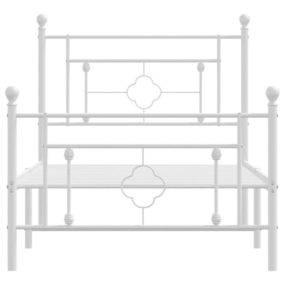 Estrutura de cama com cabeceira e pés 90x200 cm metal branco