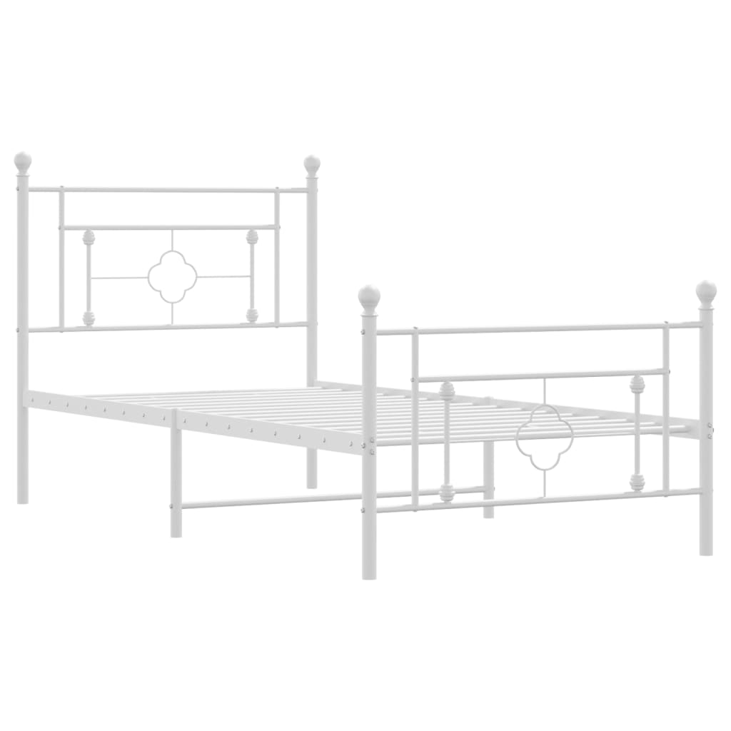 Estrutura de cama com cabeceira e pés 100x190 cm metal branco