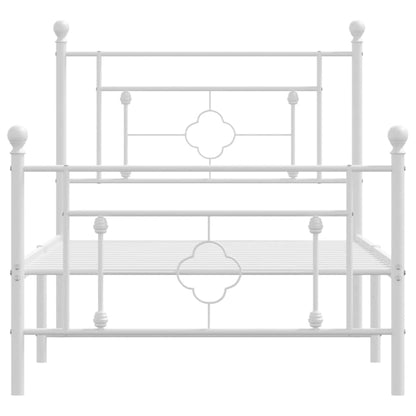 Estrutura de cama com cabeceira e pés 100x190 cm metal branco