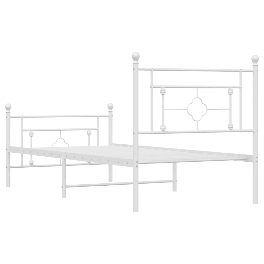 Estrutura de cama com cabeceira e pés 100x200 cm metal branco