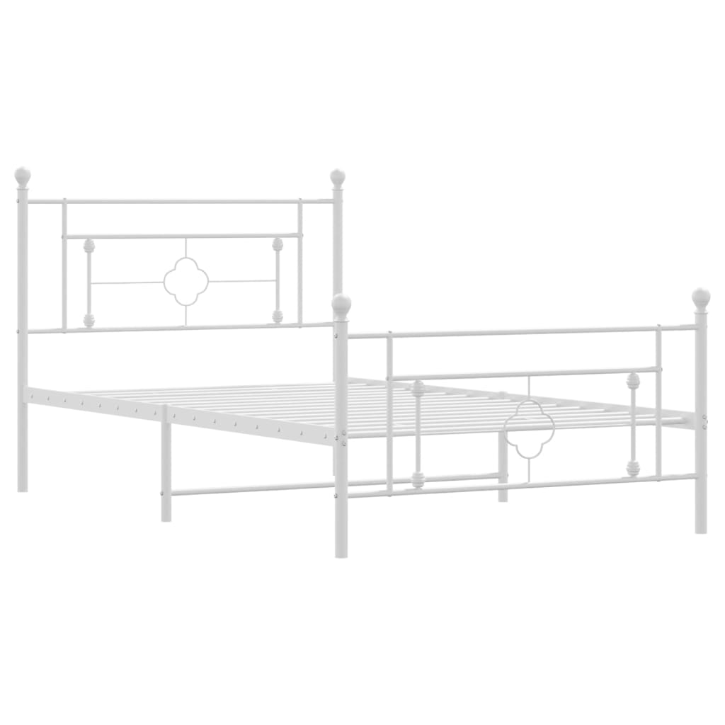 Estrutura de cama com cabeceira e pés 107x203 cm metal branco