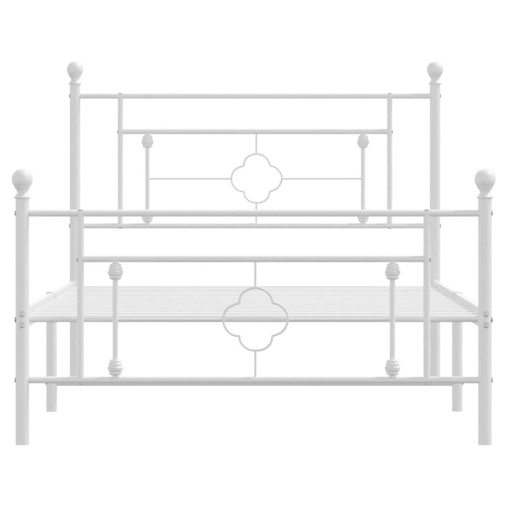 Estrutura de cama com cabeceira e pés 107x203 cm metal branco