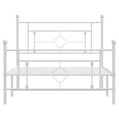 Estrutura de cama com cabeceira e pés 107x203 cm metal branco