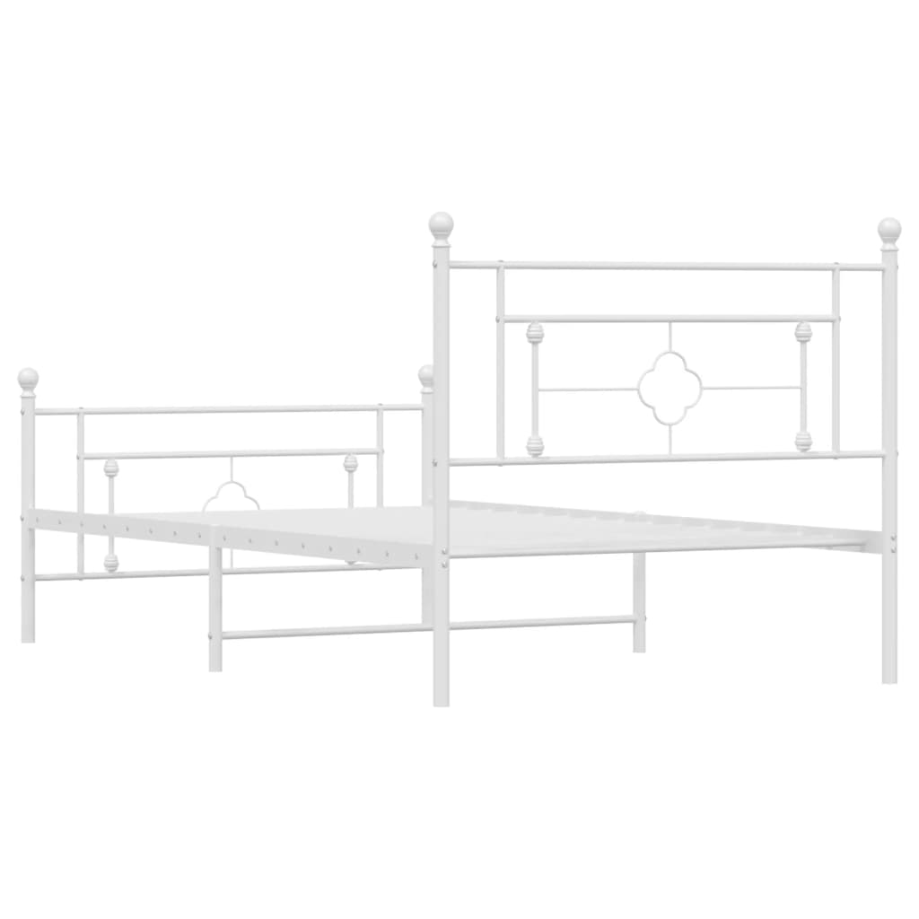 Estrutura de cama com cabeceira e pés 107x203 cm metal branco