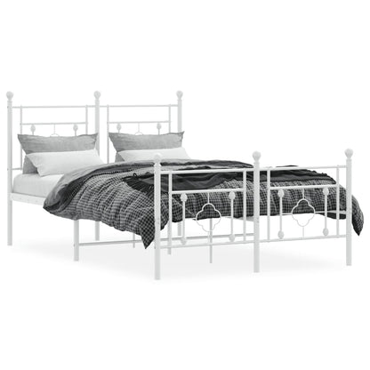 Estrutura de cama com cabeceira e pés 120x200 cm metal branco