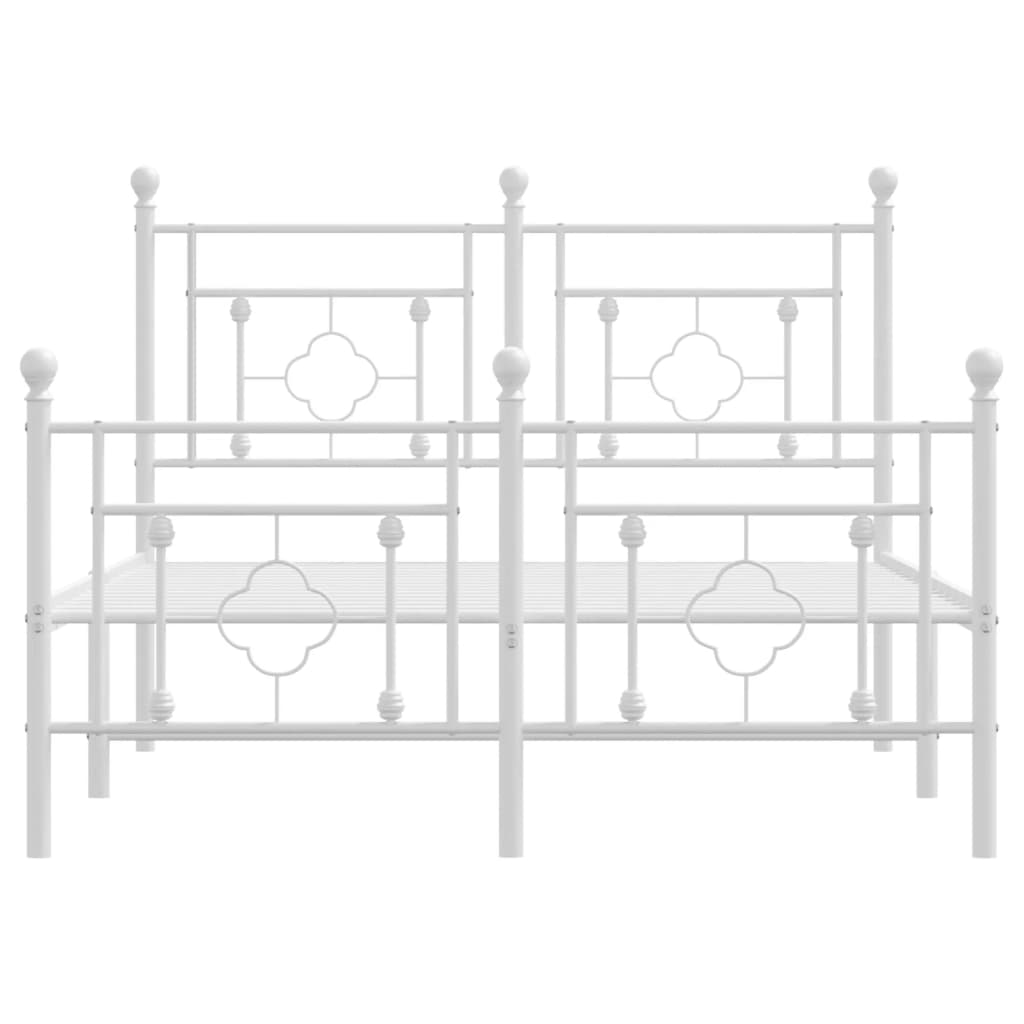 Estrutura de cama com cabeceira e pés 120x200 cm metal branco