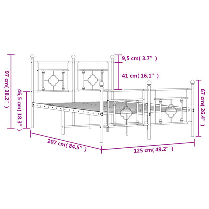 Estrutura de cama com cabeceira e pés 120x200 cm metal branco