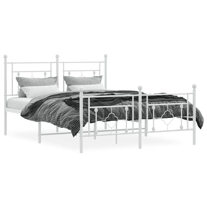 Estrutura de cama com cabeceira e pés 135x190 cm metal branco