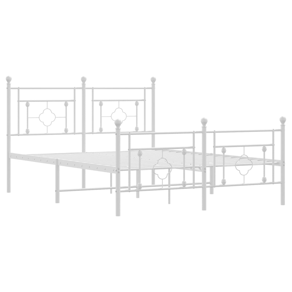 Estrutura de cama com cabeceira e pés 135x190 cm metal branco